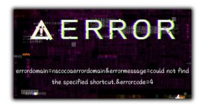 errordomain=nscocoaerrordomain&errormessage=could not find the specified shortcut.&errorcode=